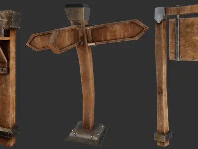 Guide Board Low poly Low-poly 3D model