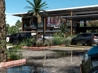 Retail Center Exterior Scene 3D model