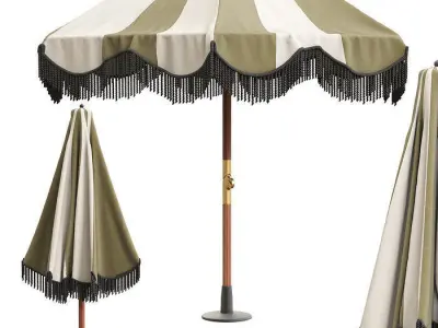 20 Highpoly Parasol  and 13 Highpoly sunbed pack 3D model