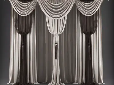 Curtain with drapes Low-poly 3D model order