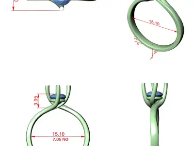 Minimal Round Diamond Solitaire Ring CAD Design for Jewelry 3D print model