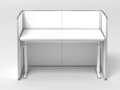 Office Desk in Cubicle Low-poly 3D model