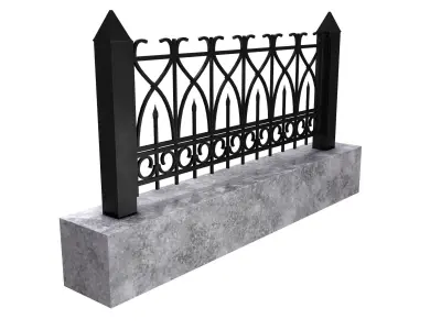 Fence metal and marble Low-poly 3D model