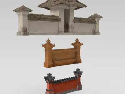 Pagar Kuno Bali Antique Balinese Fence Element 3D model