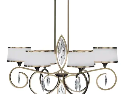 Casilda chandelier with four lights and shades 3D model