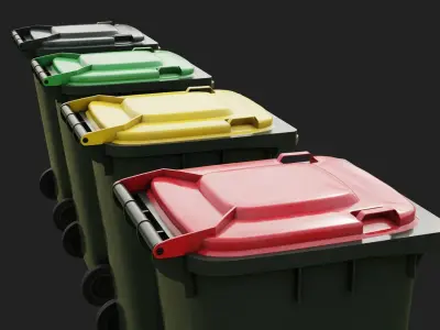 Wheelie Bin Low-poly 3D model