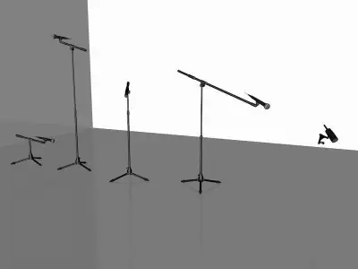 Microphones microphone stand with light 3D model