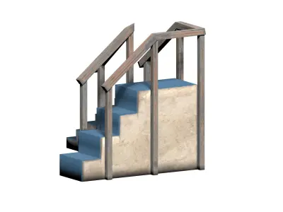 Lowpoly modular corner stair Low-poly 3D model