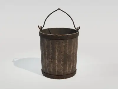  Medieval Wooden Bucket PBR 