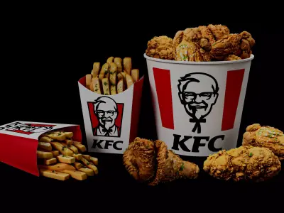 KFC Fried Chicken and Fries 3D Model Ultra Realistic Fast Food Low-poly 3D model
