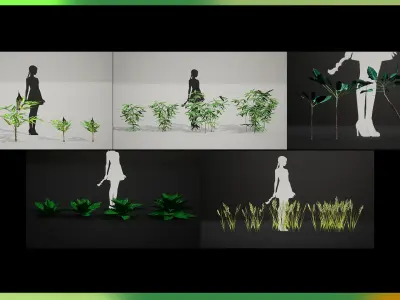 MEGA PLANT PACK - 15 Global Grass Pack 01 Low-poly 3D model