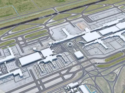 Houston George Bush Airport  15km Low-poly 3D model
