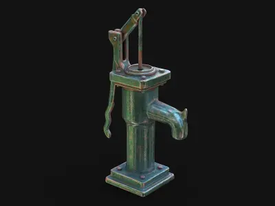 Asian Village Tube Well - Water Hand Pump Low-poly 3D model