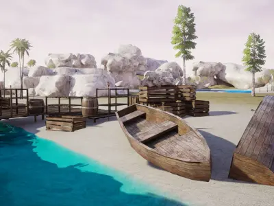  Ancient Greek Island City Low-poly 3D model