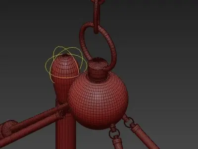 Brass 10 Light Chandelier 3D model