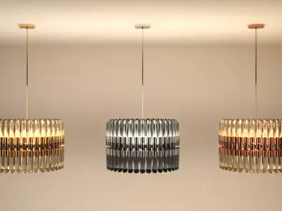pendant light 3 colors gold  chrome copper modern style  3D model