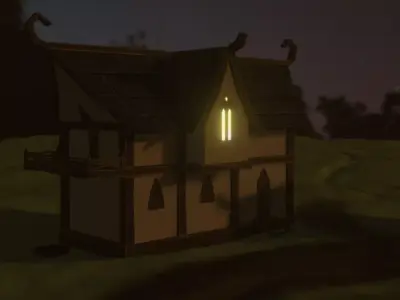 Low poly Elf House Low-poly 3D model