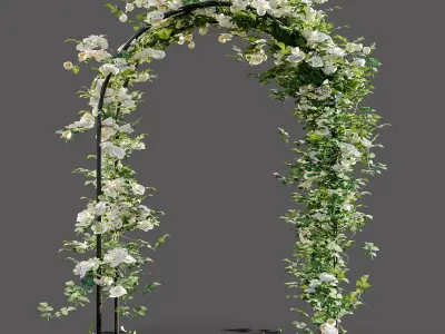 Arch pergola with roses 3D model