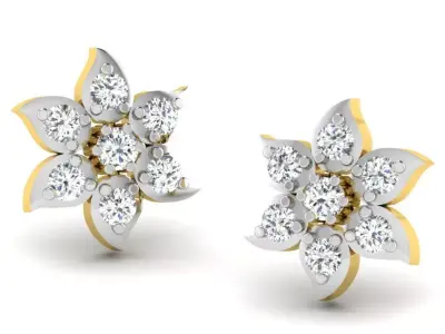 Gold Diamond Women Earring 3D print Model 3D print model 164