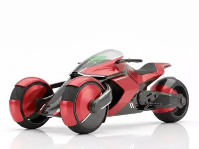 Futuristic Three Wheeled Sport bike Low-poly 3D model