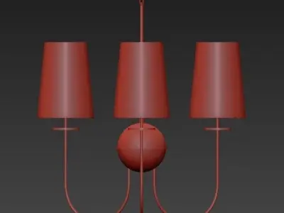 Wide Black Shade Aged Brass Chandelier 3D model