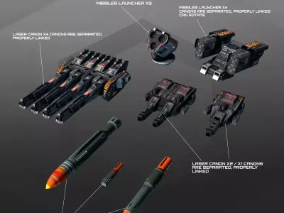 SF Spaceships Weapons C10 Low-poly 3D model
