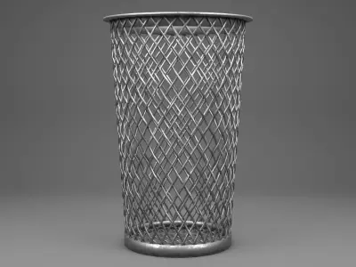Metal trash can set 3D model