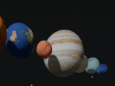 Solar System - All Planets - Milky Way Animated Low-poly 3D model