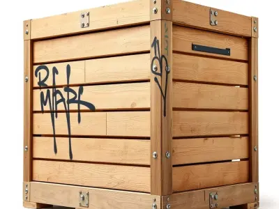 Urban Wooden Crate Model Pack with Graffiti Low-poly 3D model