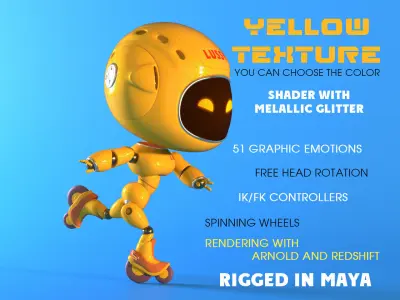 Robot Lussy - rigged character Low-poly 3D model