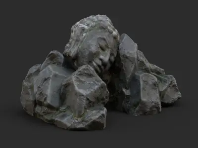Rock Buddha 1001 - Grey Jagged Stone Low-poly 3D model