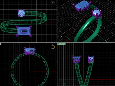 emerald cut stone ring 3D print model