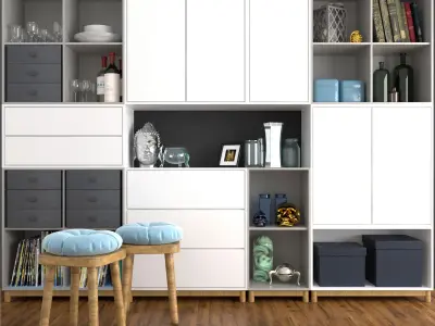 Large wardrobe with decor 3D model