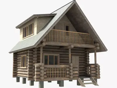 Wooden House Low-poly 3D model