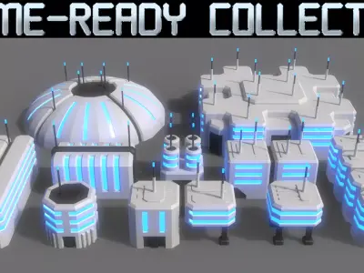 PBR Sci-Fi Building A 11-20 3D Model Pack