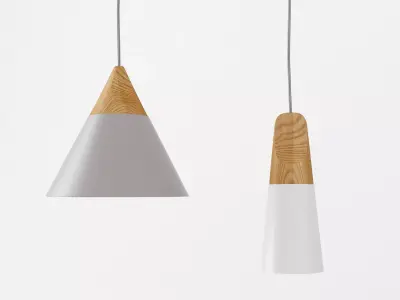 Slope pendant lamp with wooden cones 3D model