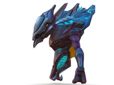 Low Poly Alien Cyborg Trooper Soldier UFO Low-poly 3D model