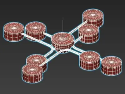 dahlia brass ceiling light with six lights 3D model