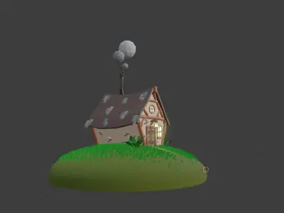 Crooked LowPoly House Low-poly 3D model