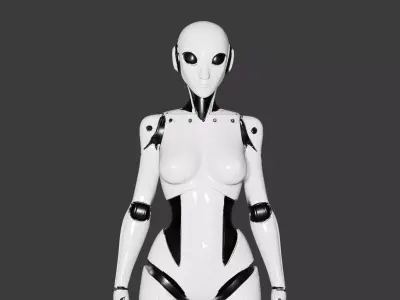 Sleek Female Android Robot Model Low-poly 3D model