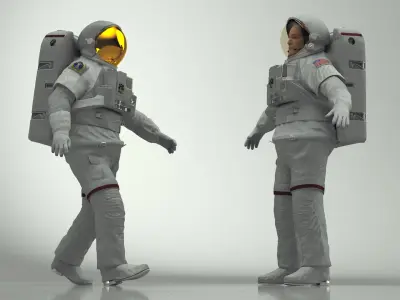  Astronaut Spacesuit with Portable Life Support System Rigged for Cinema 4D 