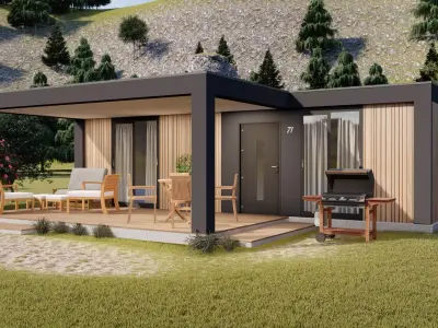 modern mobile home tiny house vacation house on 40m2 3D model