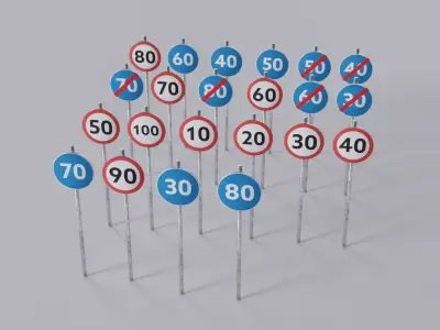 Traffic Sign Mega Pack Low-poly 3D model