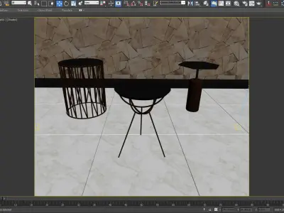 3D TABLE MODEL X 3 three gold and side tables 3D model
