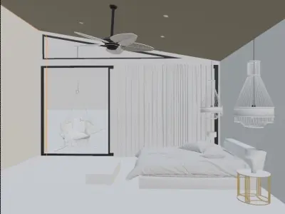 Indoor design rendering 3D model