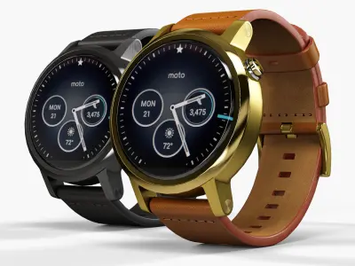 Motorola Moto 360 2nd Generation 42mm smartwatch Low-poly 3D model