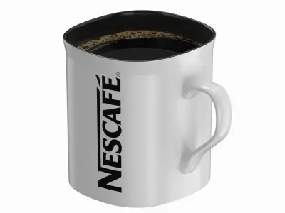 Nescafe Coffee Cup White With Coffee 3D model