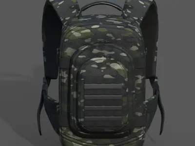 Backpack military combat bag baggage pockets  Low-poly 3D model