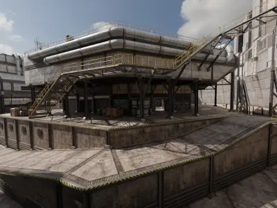 Technology Industrial Processing Plant Low-poly 3D model