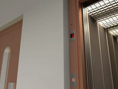 European vintage elevator - round window model 3D model